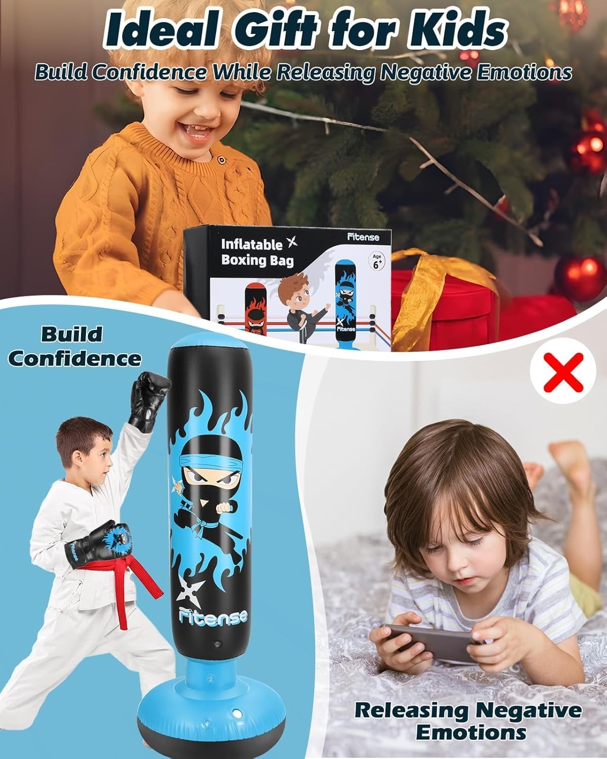 Kids Inflatable Punching Bag 63" Boxing Karate Set Gloves Pump