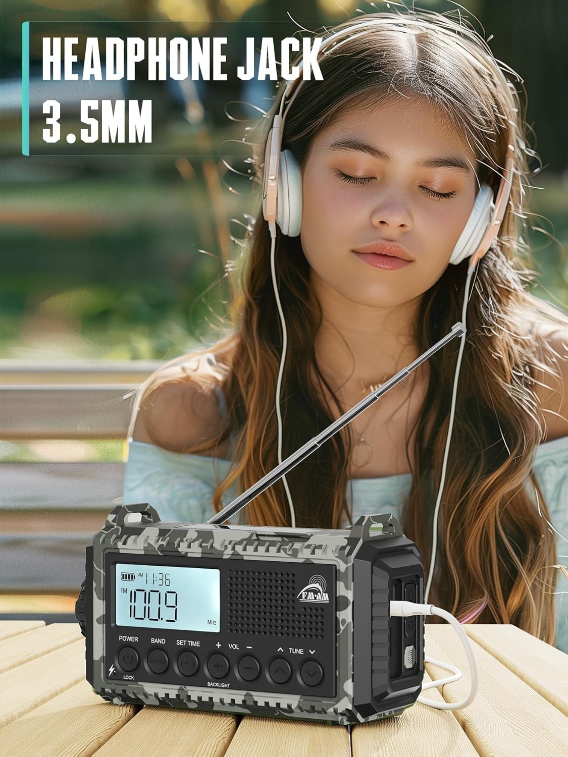Emergency Solar Radio AM/FM/SW 12000mAh Hand Crank Waterproof Torch