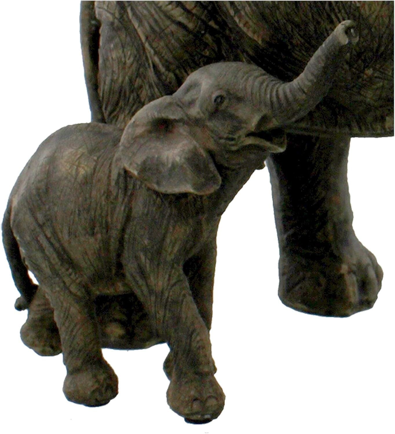 Mother & Baby Elephant Ornament Hand-Painted Resin Figurine Wildlife Home Decor