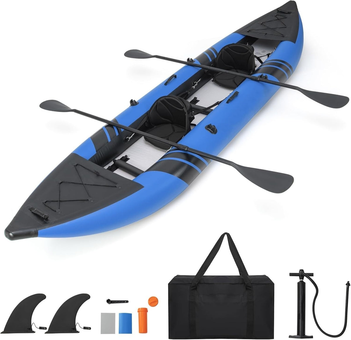 12.5FT Inflatable Kayak Set 2 Person Canoe w/ Oars Pump Seats