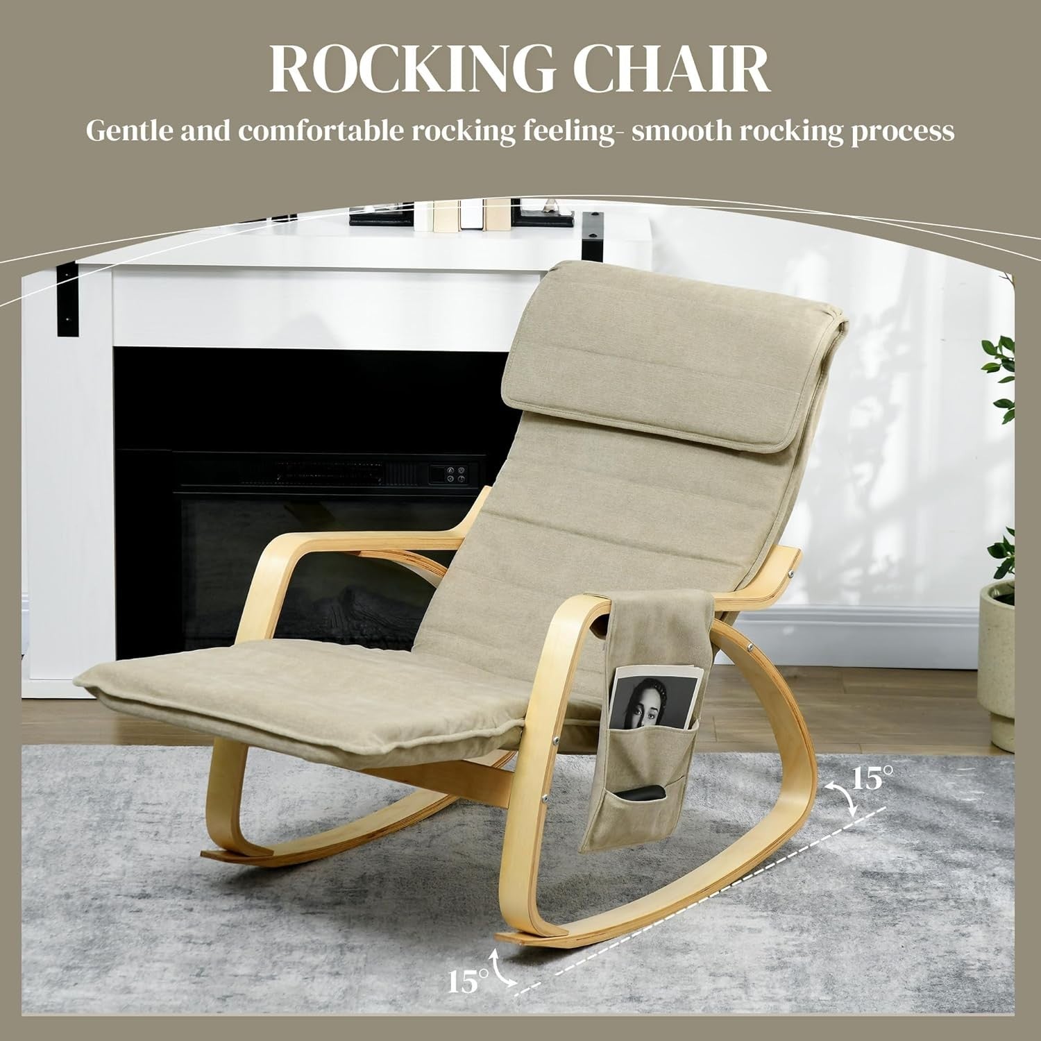 Rocking Recliner Lounge Chair w/ Footrest Pillow Side Pocket | Home Relax Seat