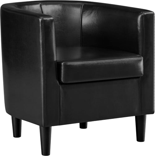 Black Faux Leather Tub Armchair Lounge Sofa Chair for Living Room Home