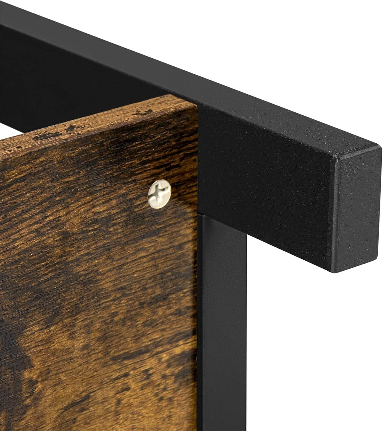 Rustic Industrial Console Table with Drawer & 2 Shelves - Sturdy Metal Frame