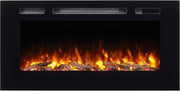 40” Recessed Wall Electric Fireplace Remote Heat Log LED Mood Lights