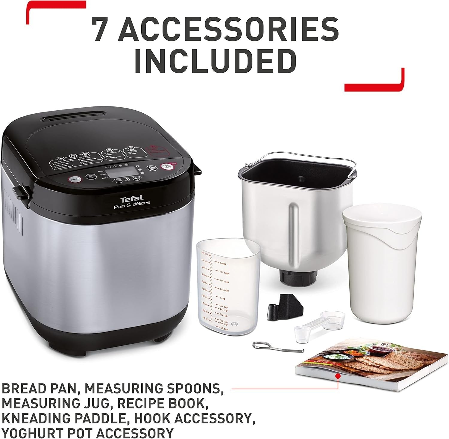 Breadmaker 700W 20 Programs Gluten-Free Sourdough Pizza Dough White