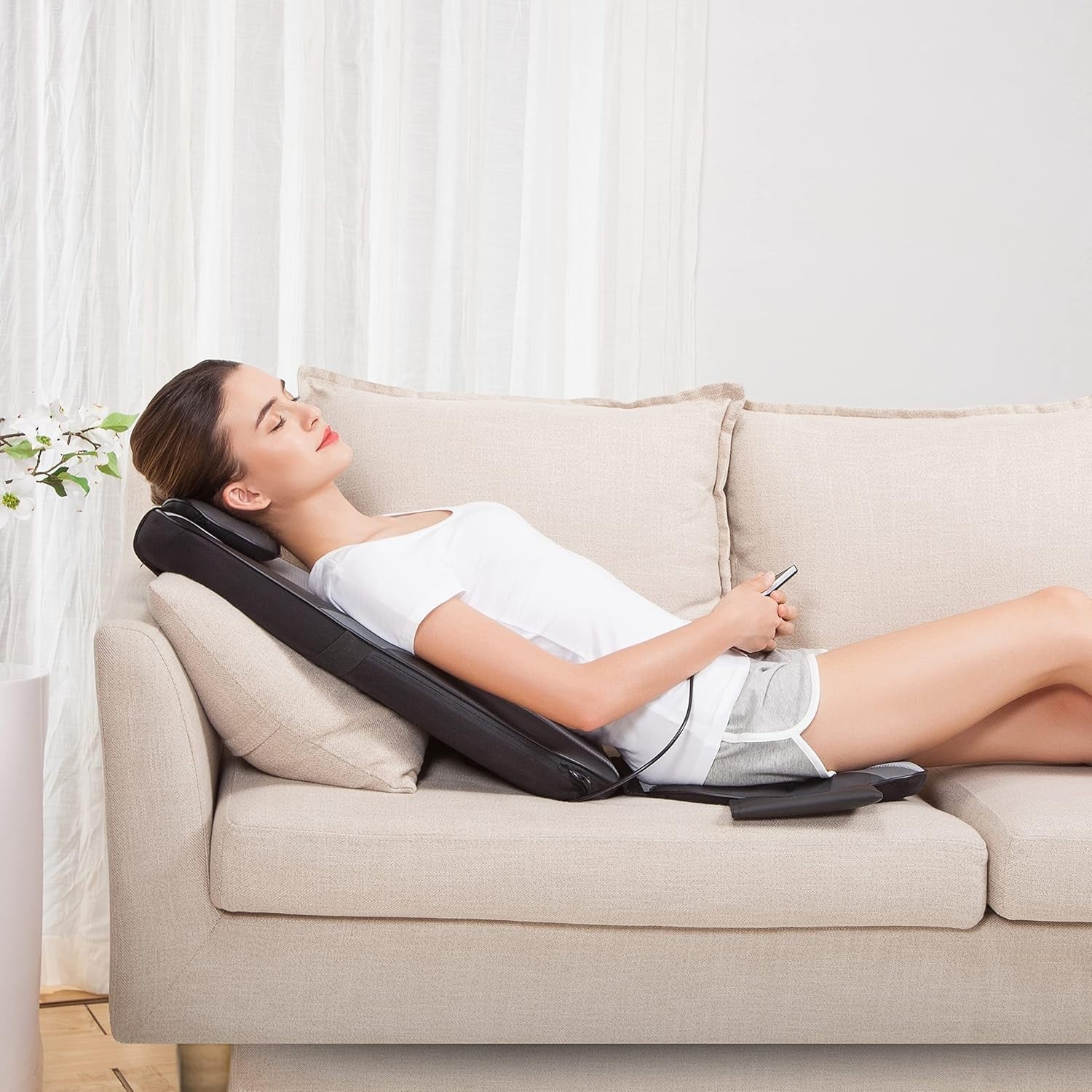 Shiatsu Back Massager Chair Pad with Heat Deep Kneading Seat Cushion Home Office
