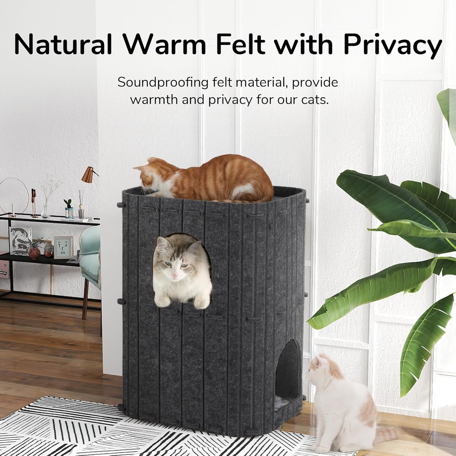 2 Storey Felt Cat House Large Cat Cave Condo Indoor Multi Cat Bed
