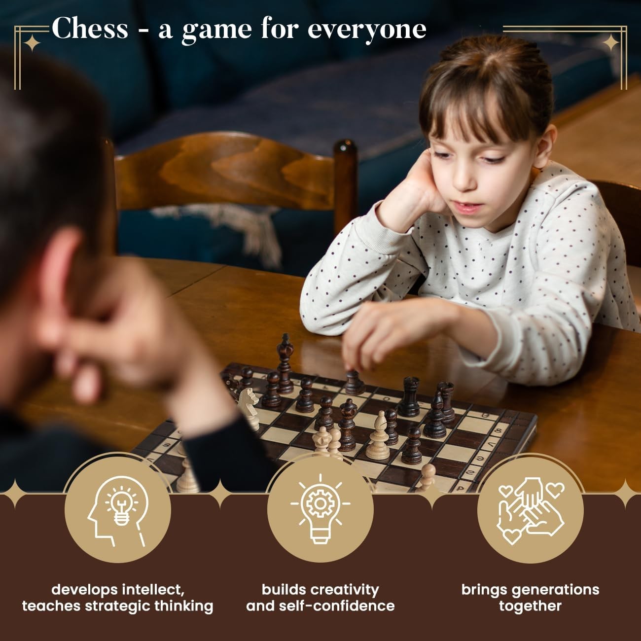 35cm Wooden Chess Set OLYMPIC | Handcrafted Board & Pieces | Portable Luxury