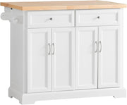 Rolling Kitchen Island Cart with Extendable Worktop, Drawers & Adjustable Shelve