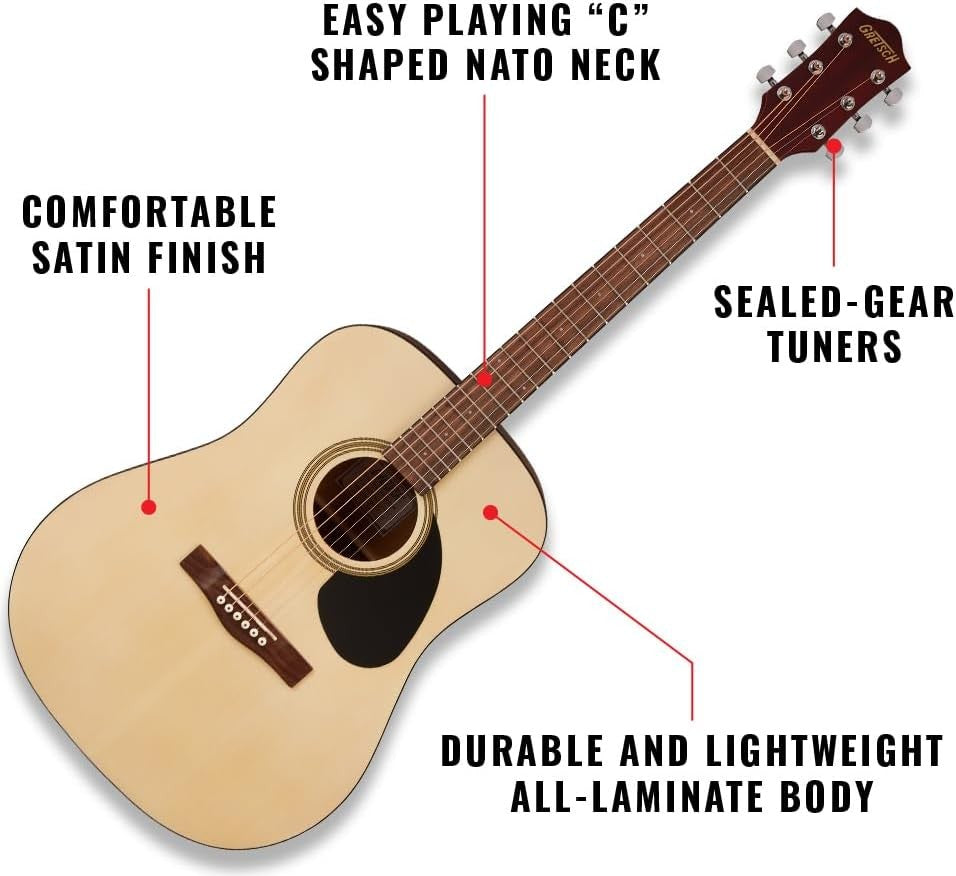 Full Size Dreadnought Acoustic Guitar Natural Beginner Model