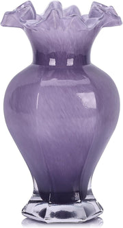 Hand Blown Purple Glass Vase 24cm Tall Art Centerpiece Table Decor