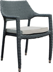 Rattan Garden Armchair Light Grey Cushion Stackable Patio Outdoor Chair