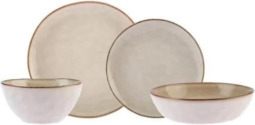 24pc Stoneware Dinner Set Plates Bowls Reactive Glaze Tableware for 6