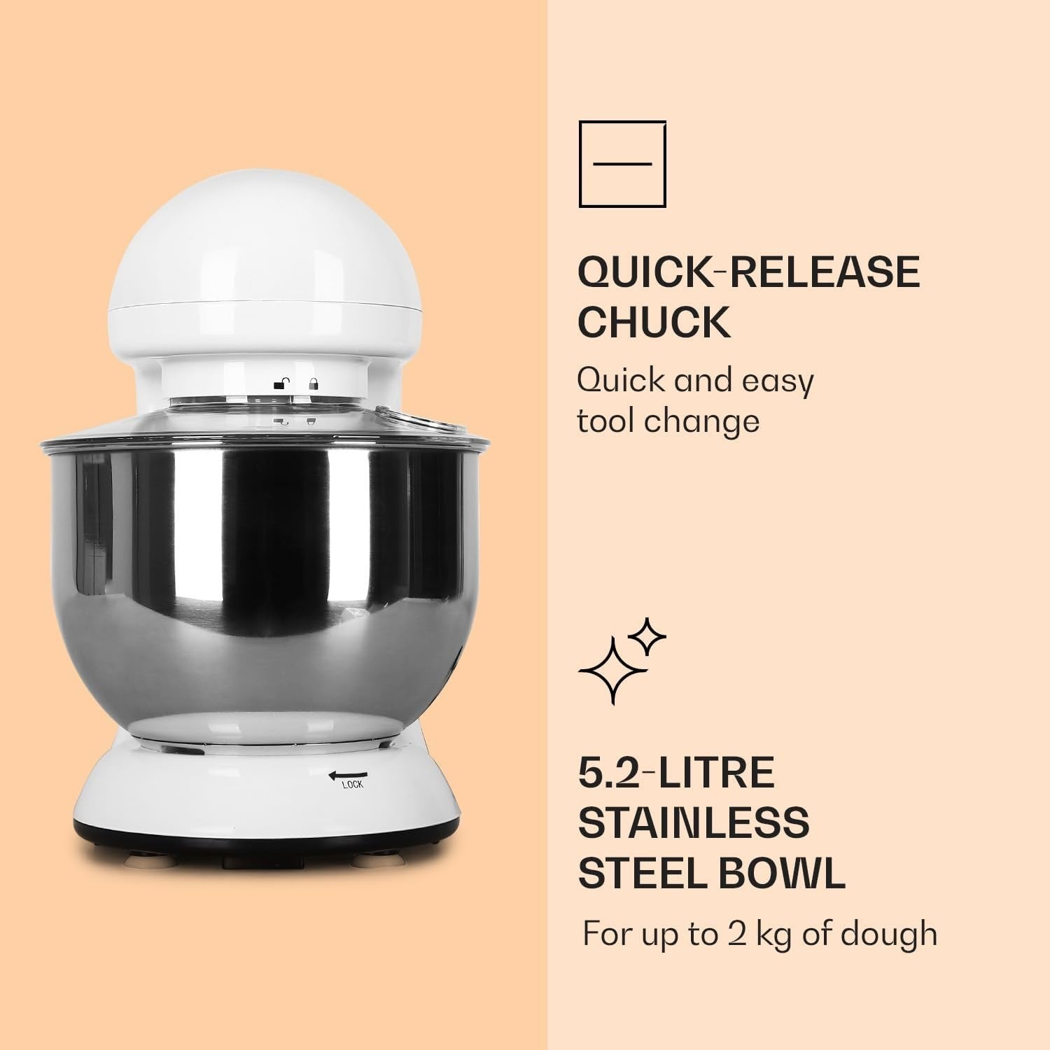5L White Stand Mixer 1800W 6-Speed Planetary Baking & Dough Machine