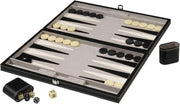 18 Inch Backgammon Board Game Faux Leather Travel Case Dice Checkers Set