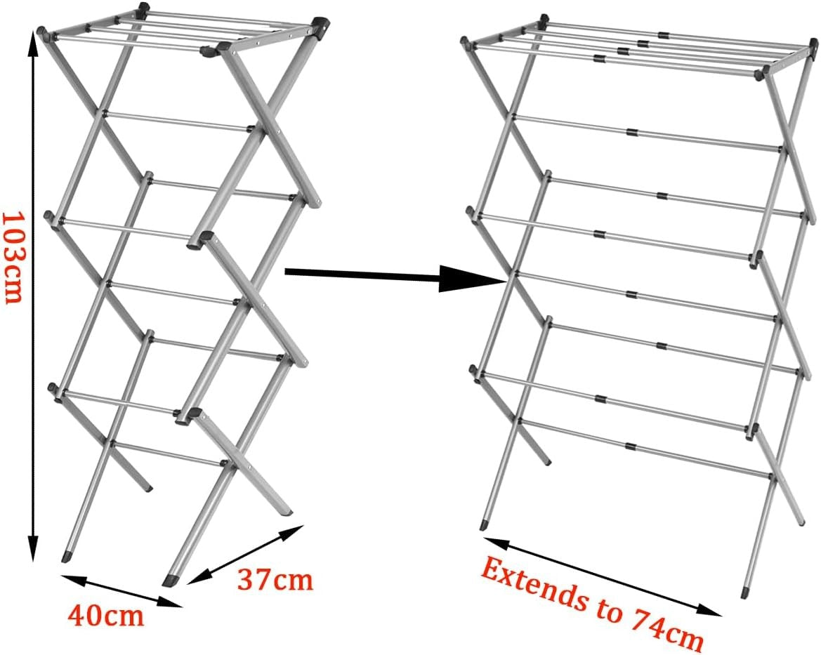 3 Tier Clothes Airer Folding Laundry Drying Rack Heavy Duty Space Saving
