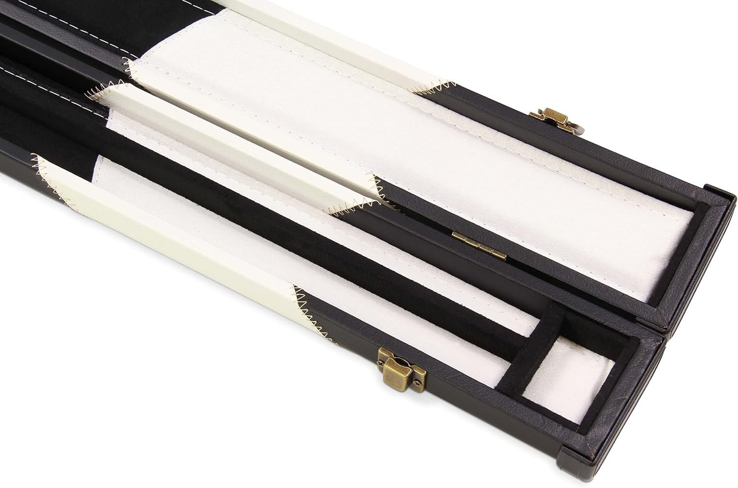 White Hard Cue Case for Snooker Pool 2 Piece Centre Joint Deluxe