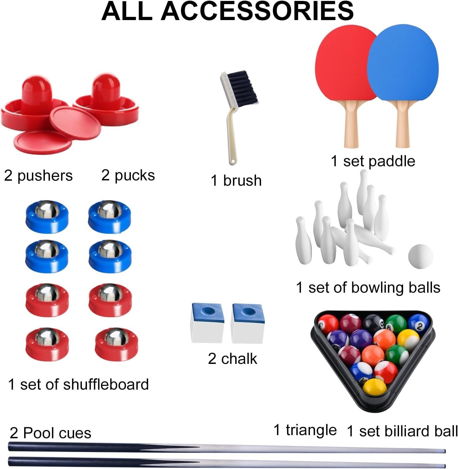 5 in 1 Folding Game Table Pool Hockey Tennis Bowling Family Play