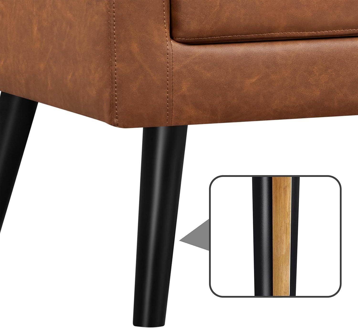 Retro Brown Tufted Accent Chair Mid Century Armchair for Lounge or Bedroom