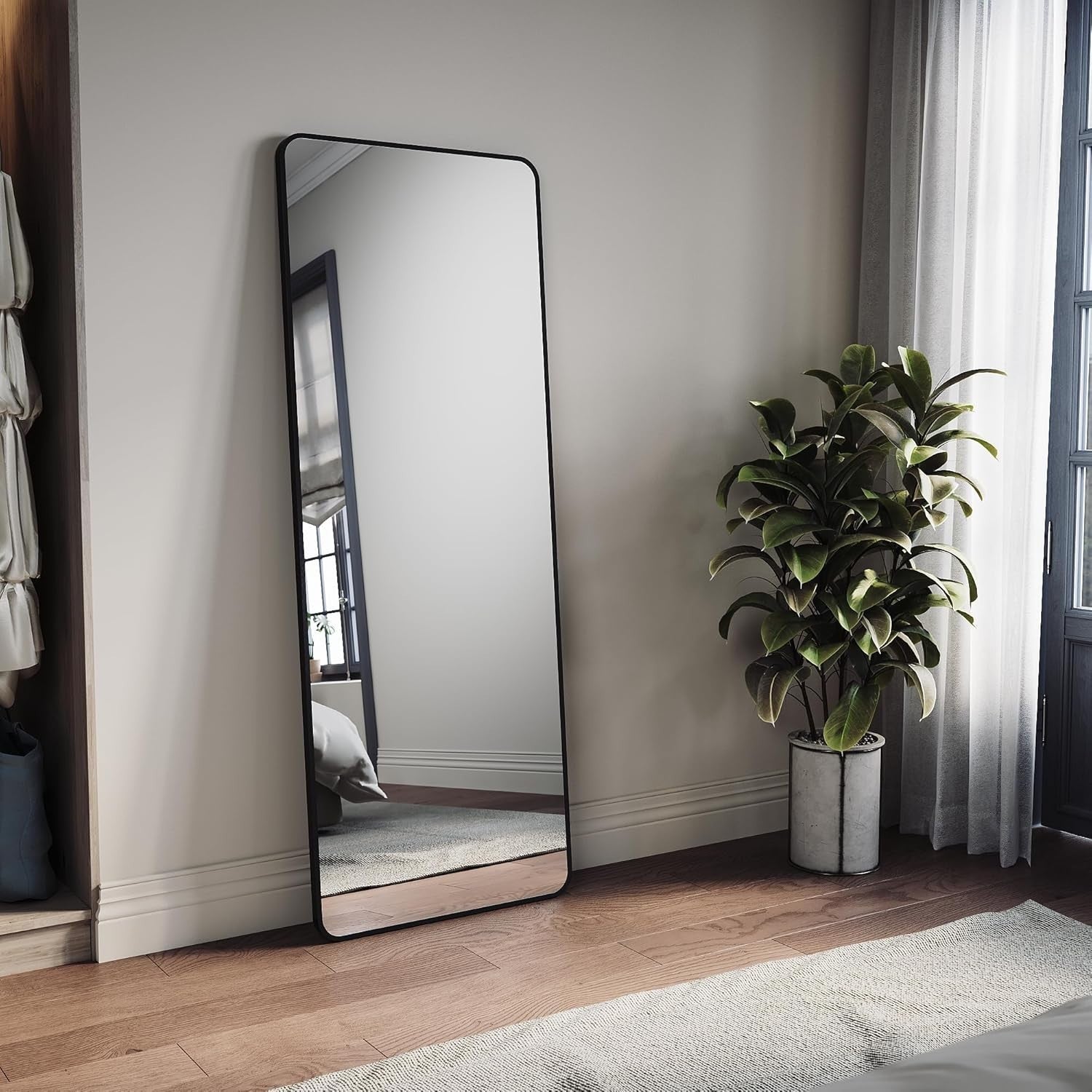 Full Length Mirror 160x60cm Black Frame Wall Leaning Floor Standing