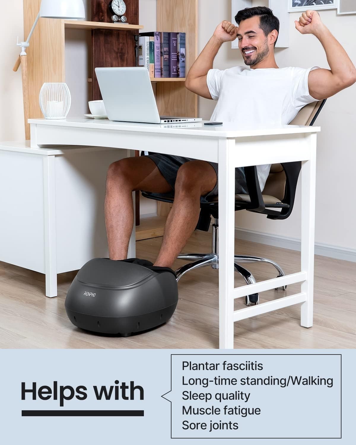 Deep Kneading Electric Foot Massager with Heat, Compression & Remote Control
