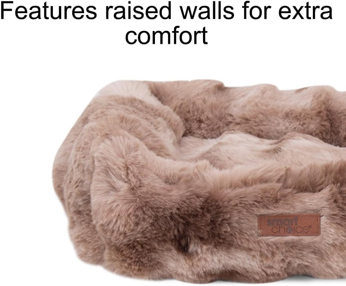 Large Faux Fur Dog Bed 71x58cm Fluffy Warm Brown