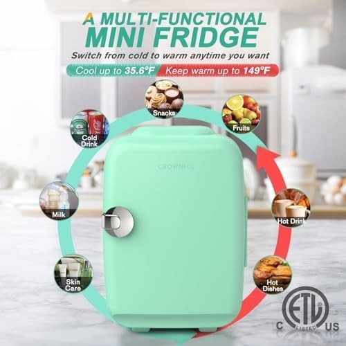 Mini Fridge 4L Portable Cooler & Warmer AC/DC Compact Quiet Green