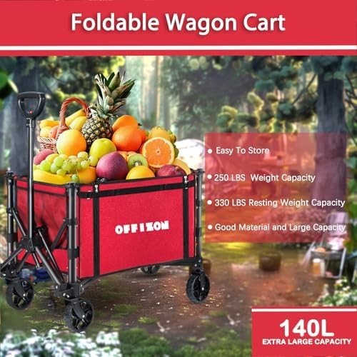 Heavy Duty Foldable Red Camping & Shopping Trolley 330lbs Utility Wagon