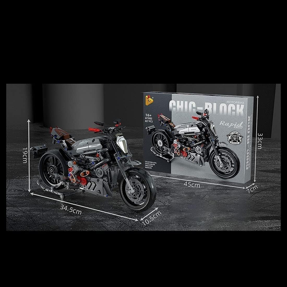827 PCS Technic Motorcycle Model Building Kit - Realistic & Collectible