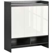 High Gloss Shoe Storage Cabinet White Doors Shelves Unit for 24 Pairs