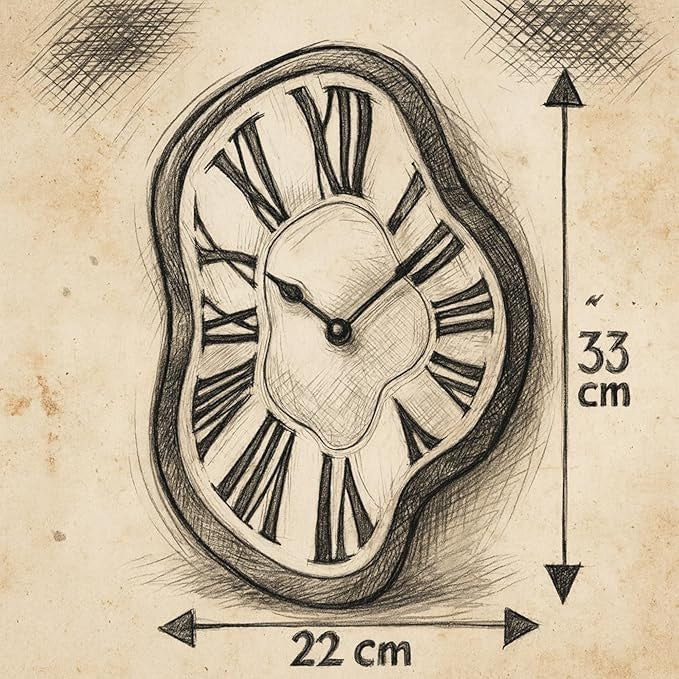 Surreal Melting Wall Clock 22x33cm Creative Glass Silent Quartz Art Decor