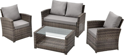 4 Seater Rattan Garden Sofa Set Table Chairs Cushions Outdoor Patio