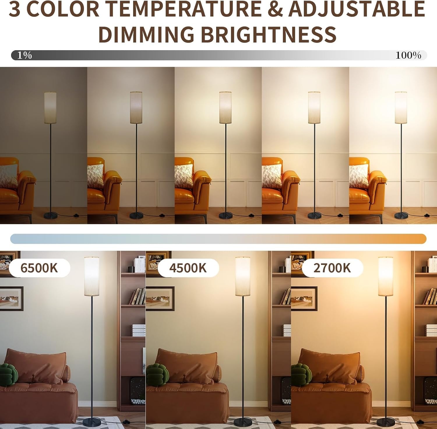 Smart Floor Lamp Remote App Foot Switch Dimmable 3 Colour Modern Standing Light