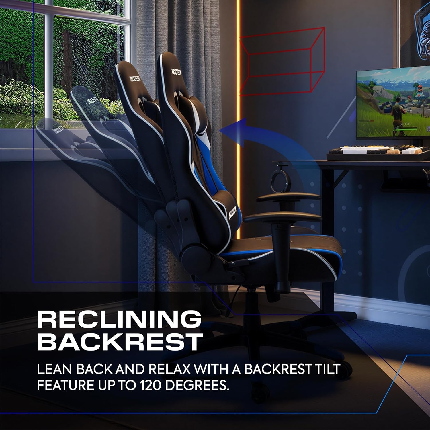 Kids Gaming Chair High Back eSports Faux Leather Blue/Black