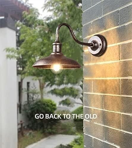 Outdoor Swan Neck Wall Light – Brass Waterproof Lantern, E27 Bulb