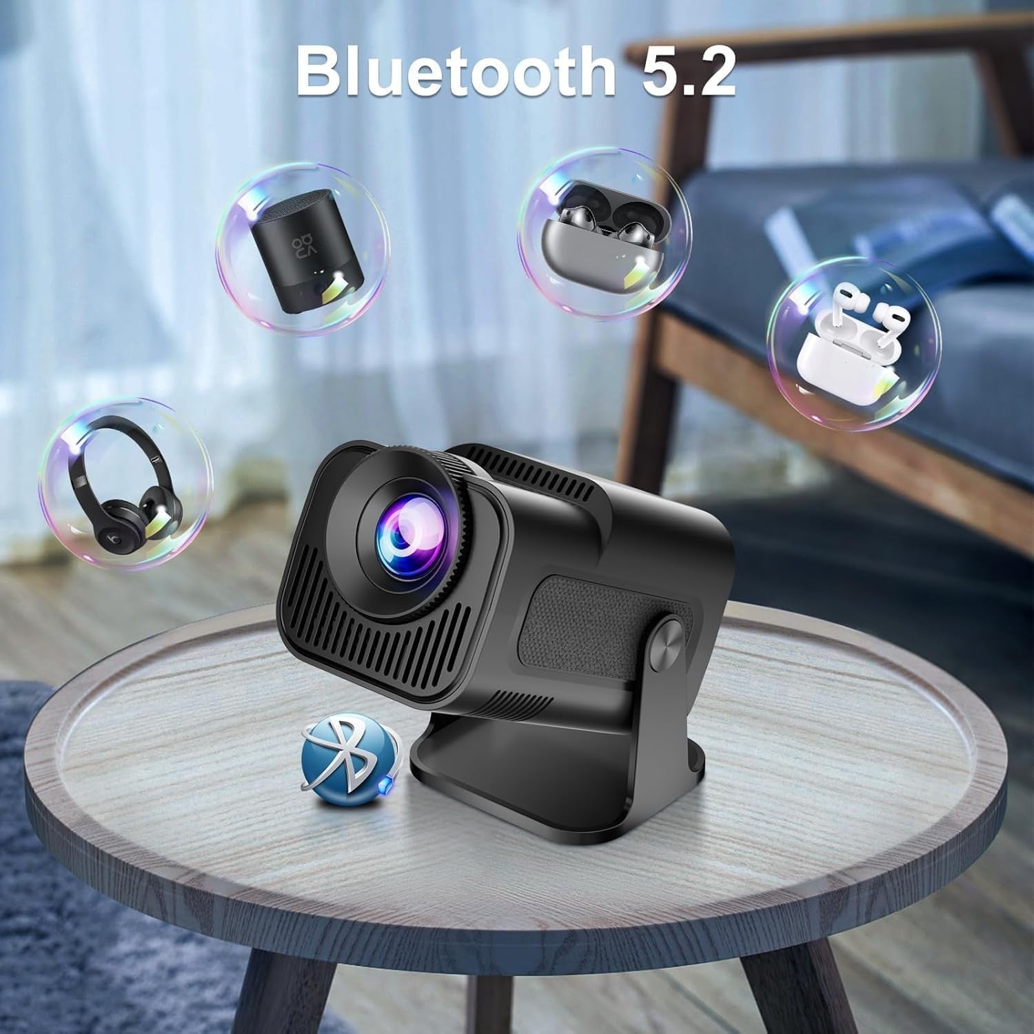 Short Throw Smart Projector 1080P 4K WiFi 6 Bluetooth Android