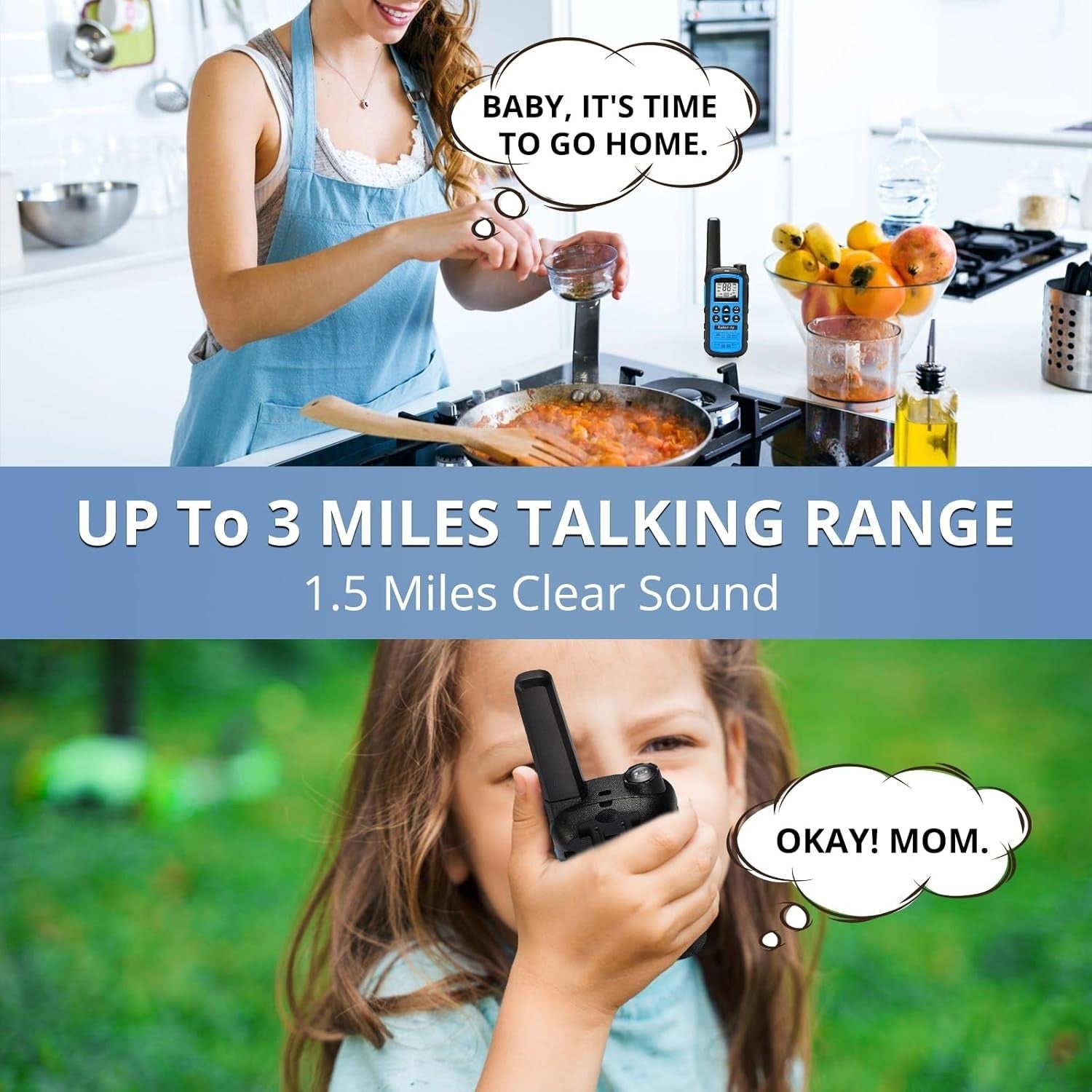 Kids Walkie Talkies PMR446 Rechargeable Long Range VOX USB-C 2 Pack