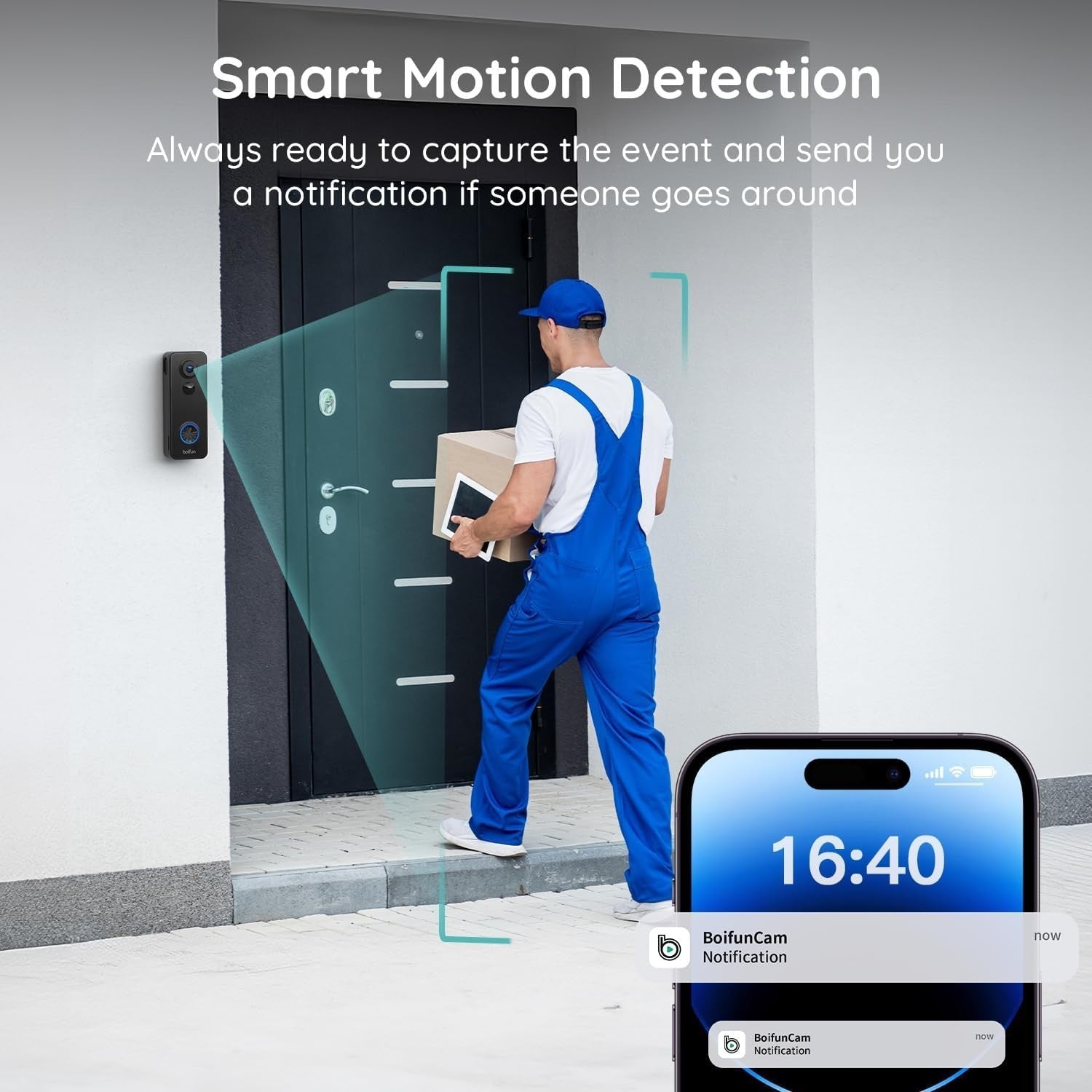 2K Wireless Video Doorbell Camera 180° View Night Vision Alexa