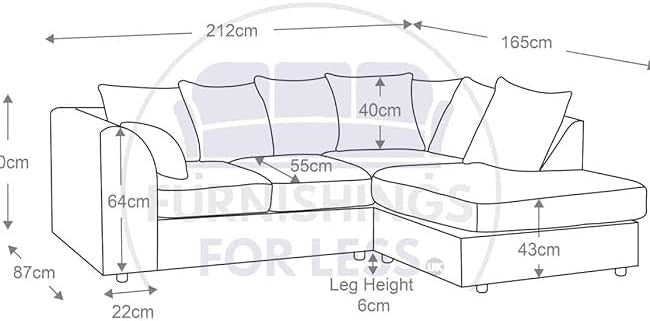 Mink Crushed Velvet Corner Sofa RH – Comfy 4 Seater L Shape Settee Couch