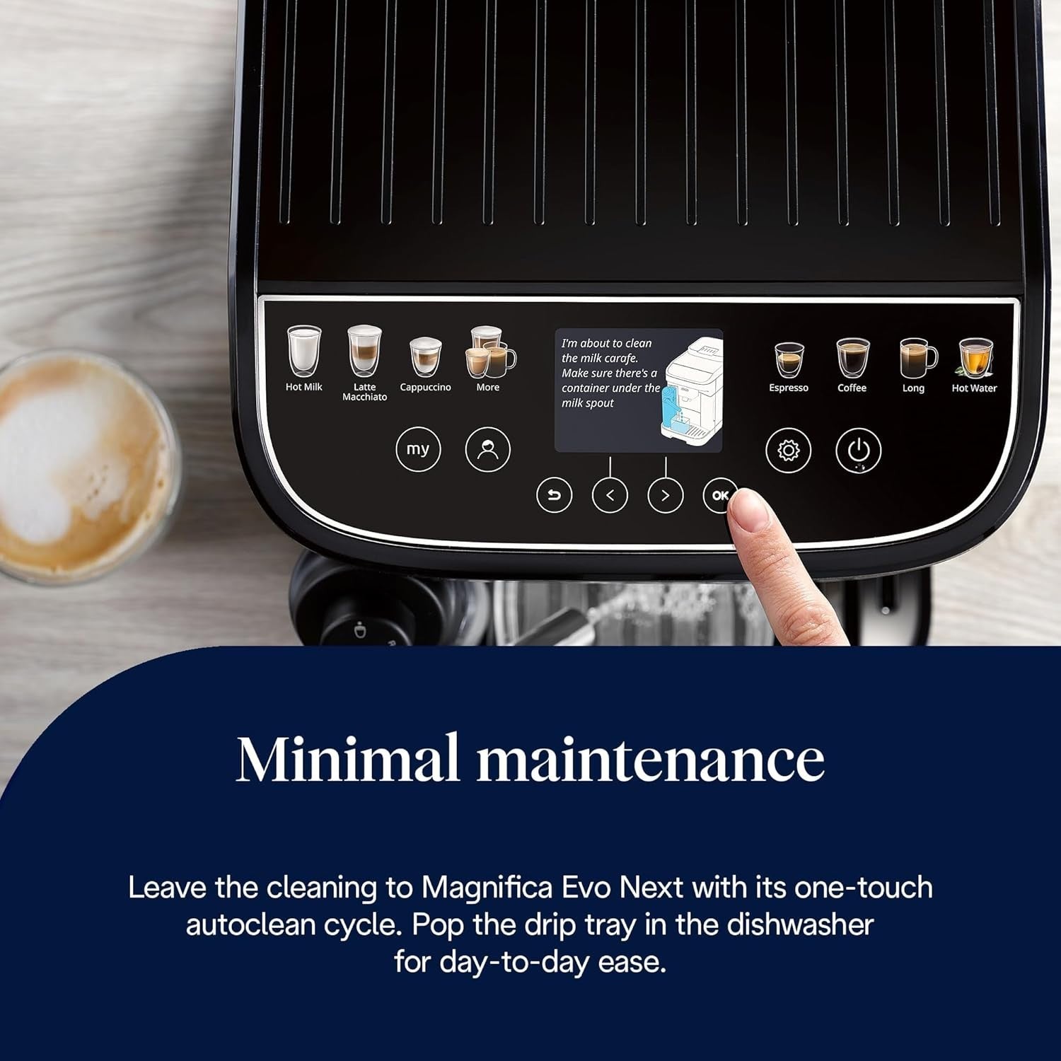 Automatic Bean-to-Cup Coffee Machine Milk Frother Touch Display 1.9L 1450W