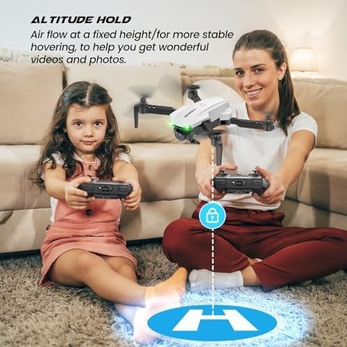 1080P Foldable Drone w/ Optical Flow Hover 360° Flip 2 Batteries Headless Mode