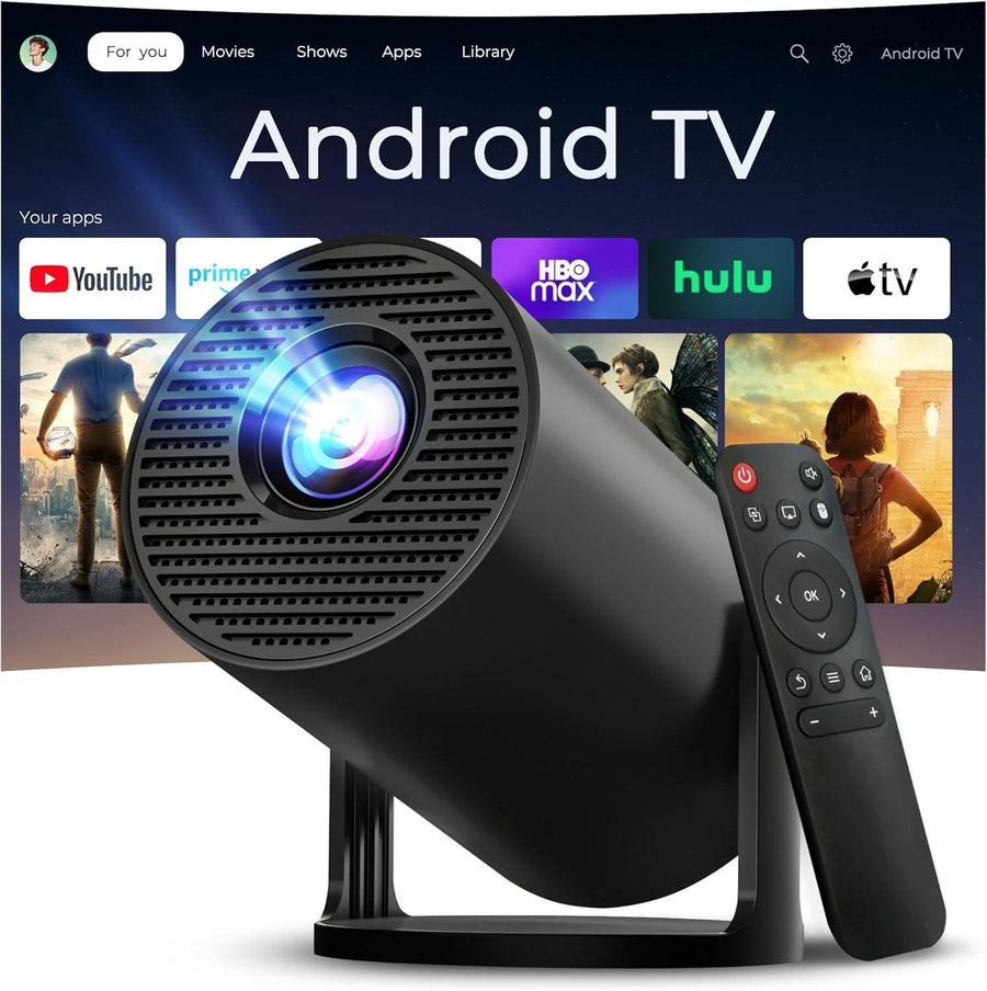 WiFi6 Android Mini Projector 1080P 4K Support 180° Bluetooth