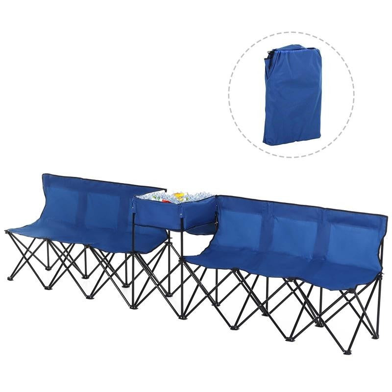 6-Person Folding Camping Bench with Cooler Bag – Festival & Event Ready