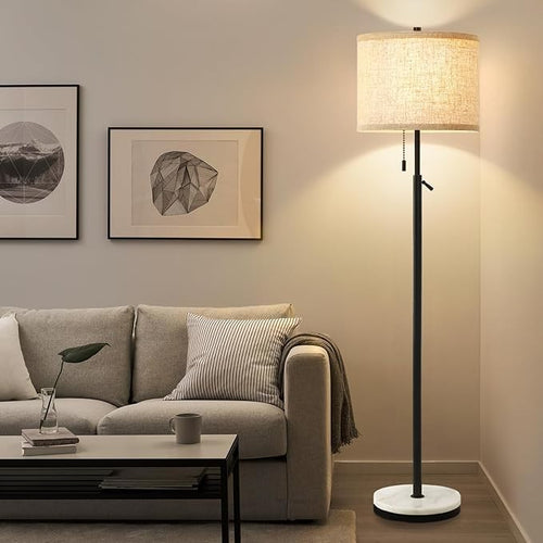 Black Marble Floor Lamp Adjustable Means Pull Chain Standing Light