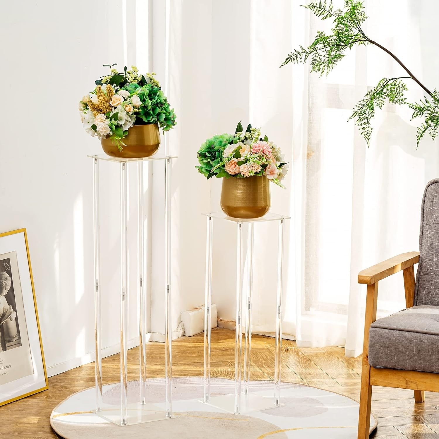 Clear Acrylic Wedding Flower Stand Set 80cm Table Centerpiece Columns