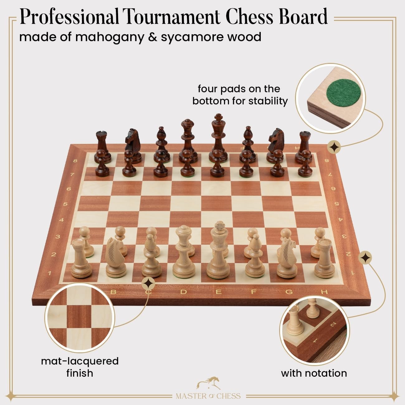 Professional Wooden Chess Set 48cm • Staunton Pieces • Inlaid Board & Storage Bo