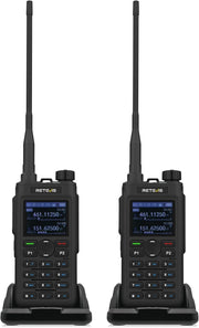 Dual Band Walkie Talkies 2 Pack Long Range 5W Type-C AI Noise Reduction