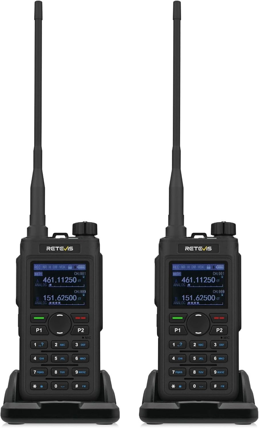 Dual Band Walkie Talkies 2 Pack Long Range 5W Type-C AI Noise Reduction