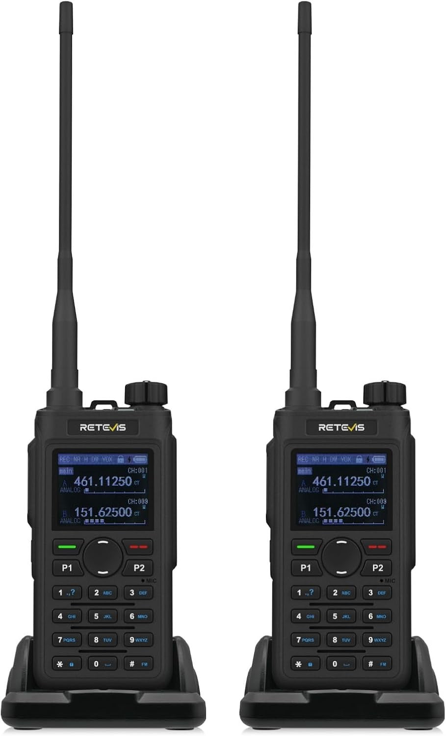 Dual Band Walkie Talkies 2 Pack Long Range 5W Type-C AI Noise Reduction