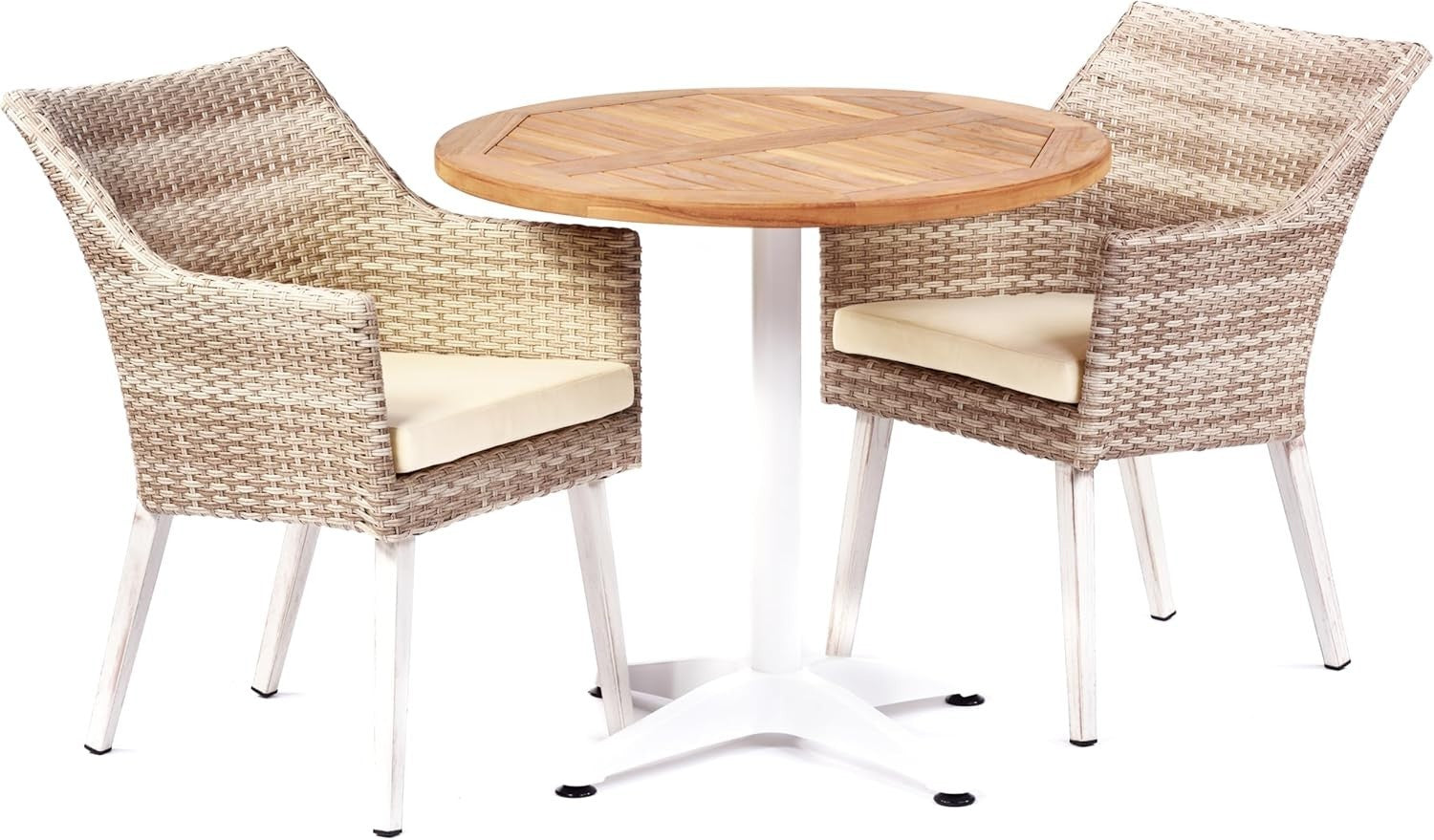Indoor Rattan Dining Armchair With Cushion Modern Woven Seat Solid Legs